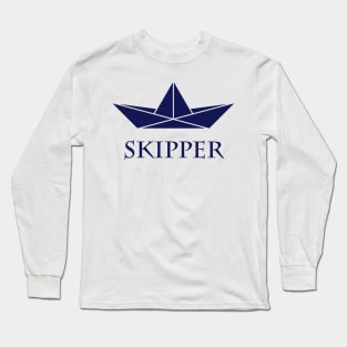 Skipper (Sea Captain / Paper Boat / Paper Ship / Navy) Long Sleeve T-Shirt